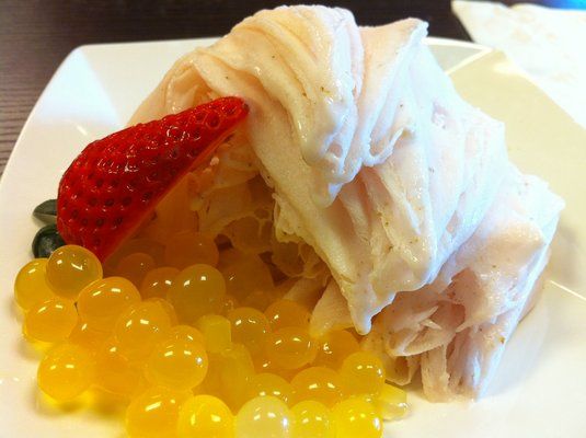 Helado de lychee & Popping de mango